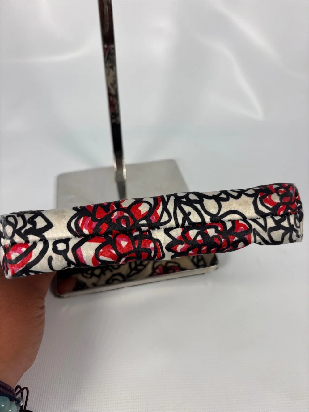 Coach Black & Red Floral Logo Small Cosmetic Pouch